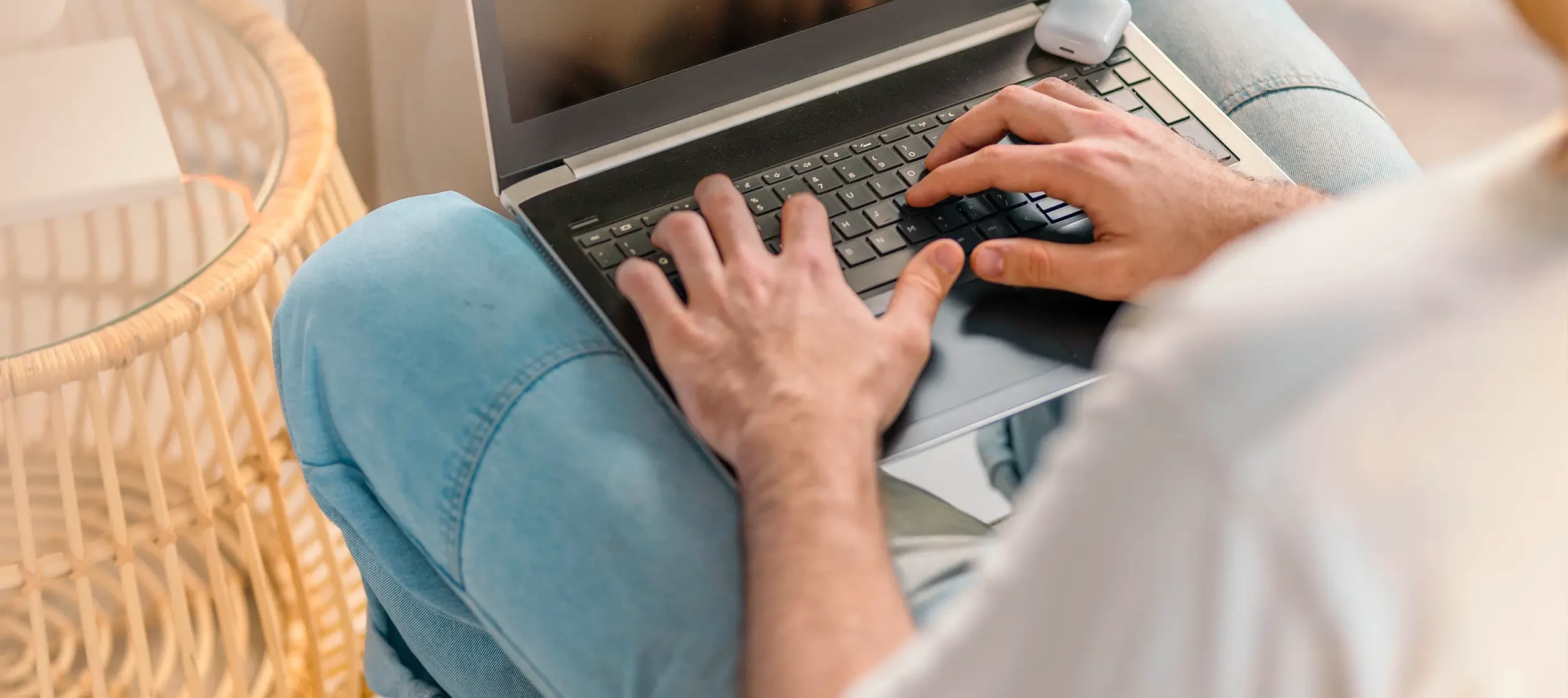 student working on laptop